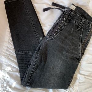 Gap black jeans with fun edgy detailing